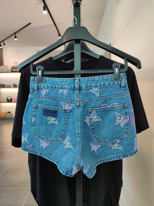 Шорти GANNI Butterfly Denim Shorts Blue
