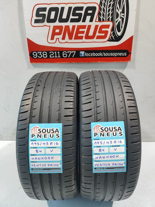 2 pneus semi novos 195-45R16 Hankook - Oferta dos portes