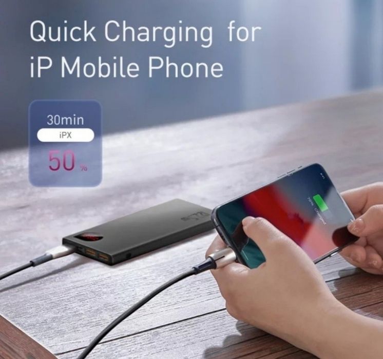 УМБ Baseus Adaman 10000mAh 22.5W з технологією QC3.0 та PD3.0 Чорний