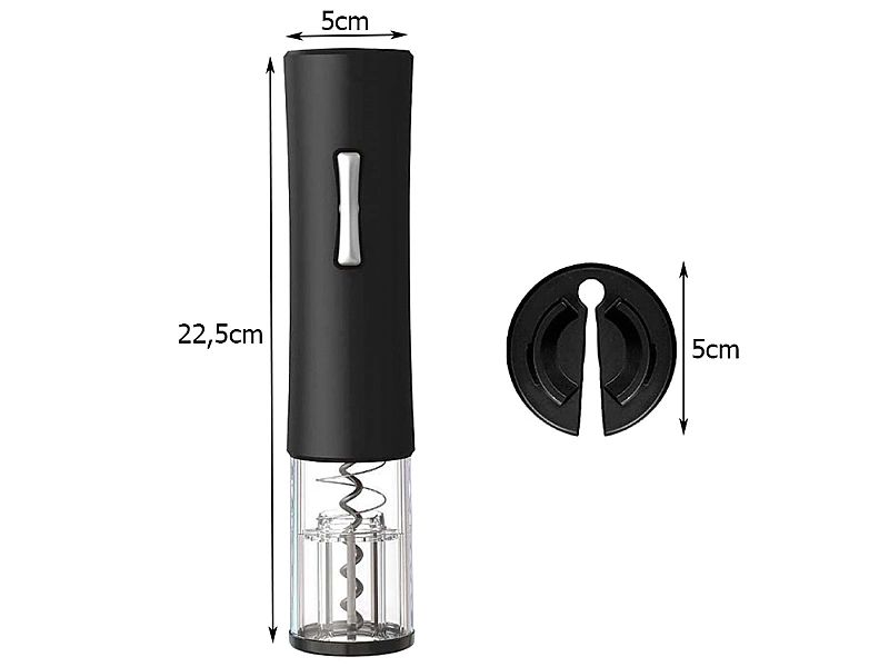 Korkociąg Elektryczny Otwieracz Wina LED na baterie czarny Braders