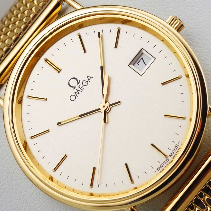 OMEGA zegarek męski LITE ZŁOTO 18K / 750 vintage cal. 1430 SZAFIR 1986