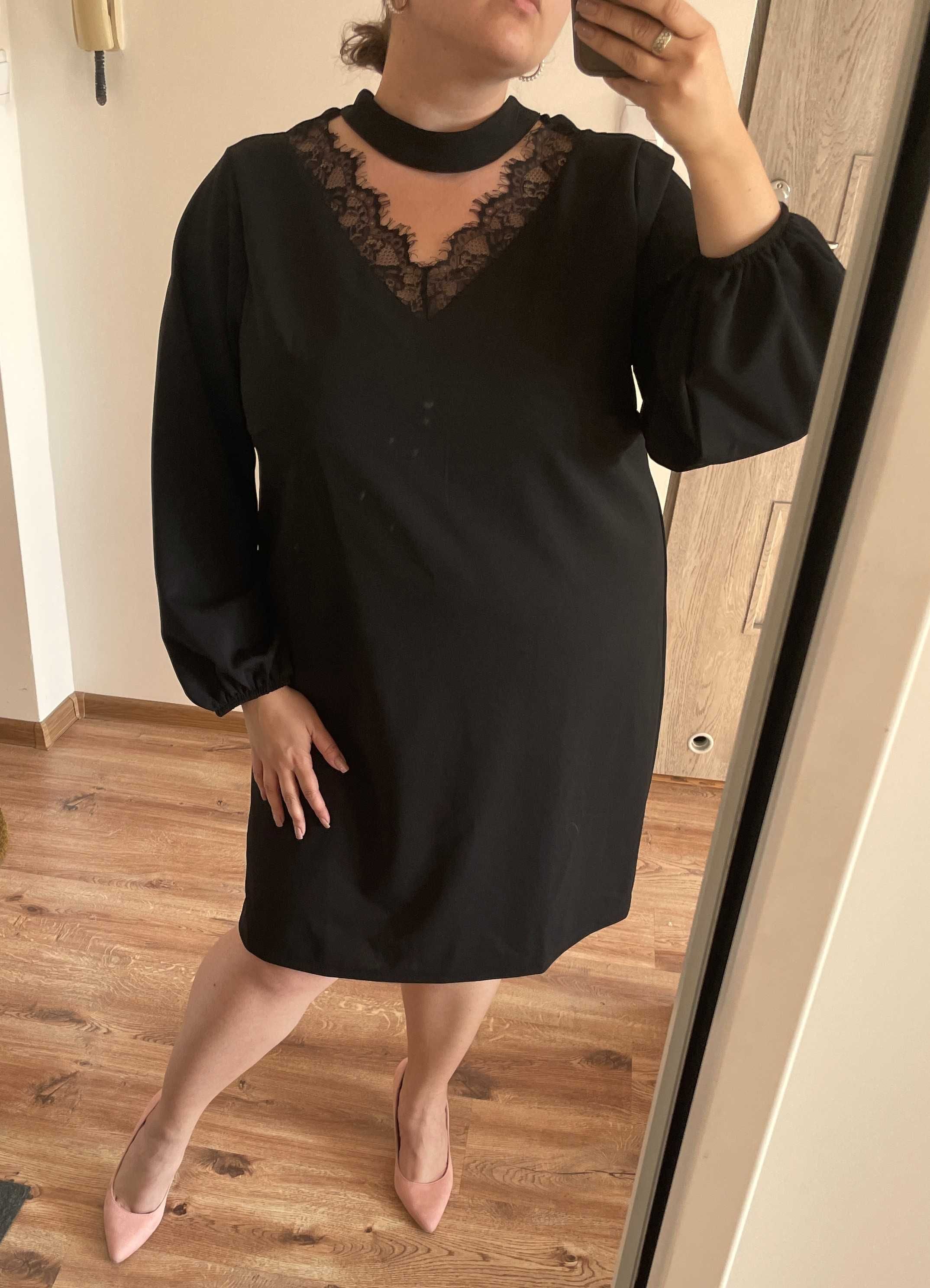 Elegancka sukienka plus size w literkę A trapezowa 548 4xl