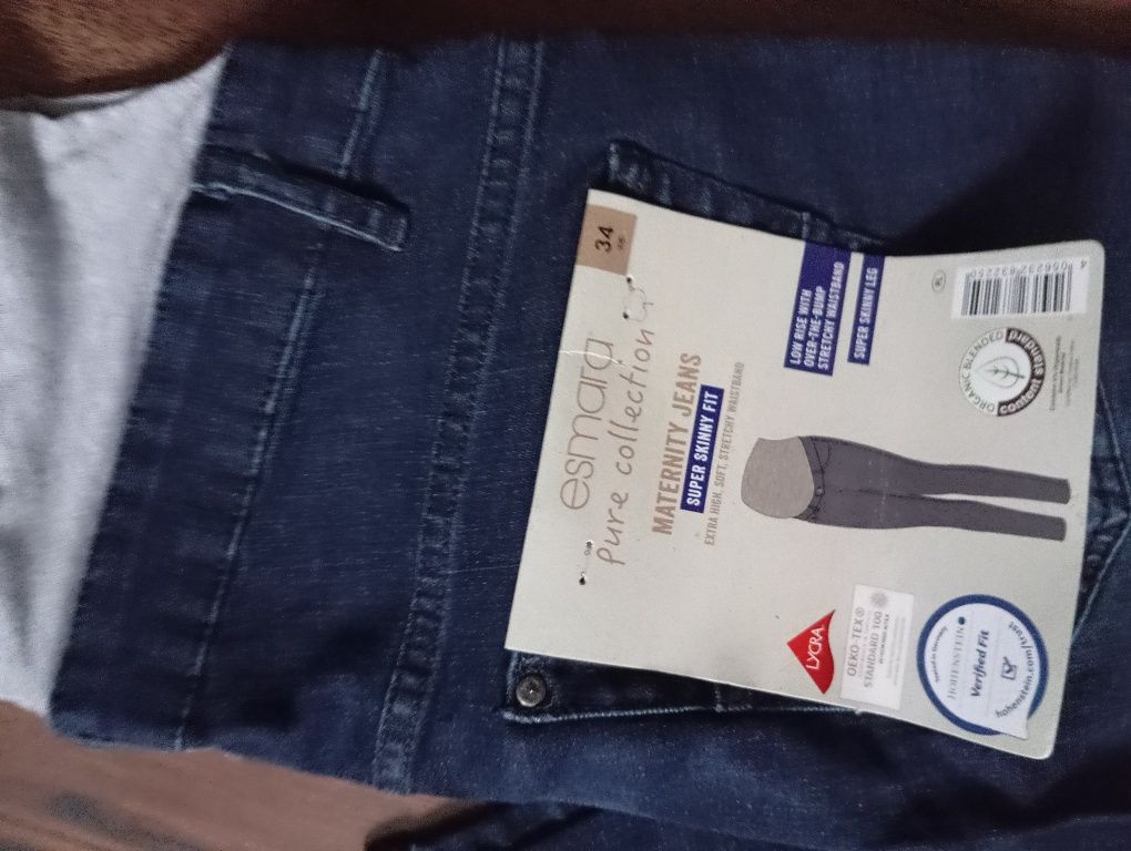Nowe spodnie jeansy ciążowe rozm 34