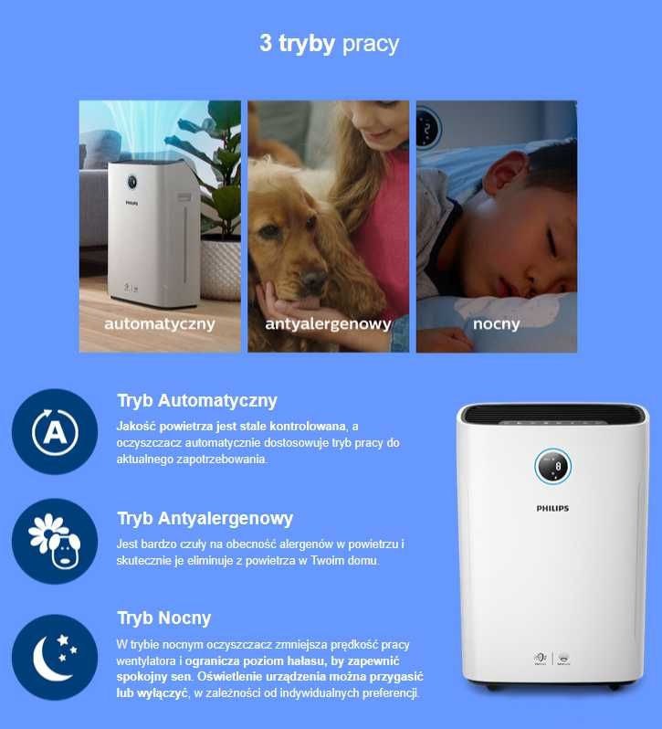 Oczyszczacz Nawilżacz powietrza Philips AC2729/50 Combi 2w1