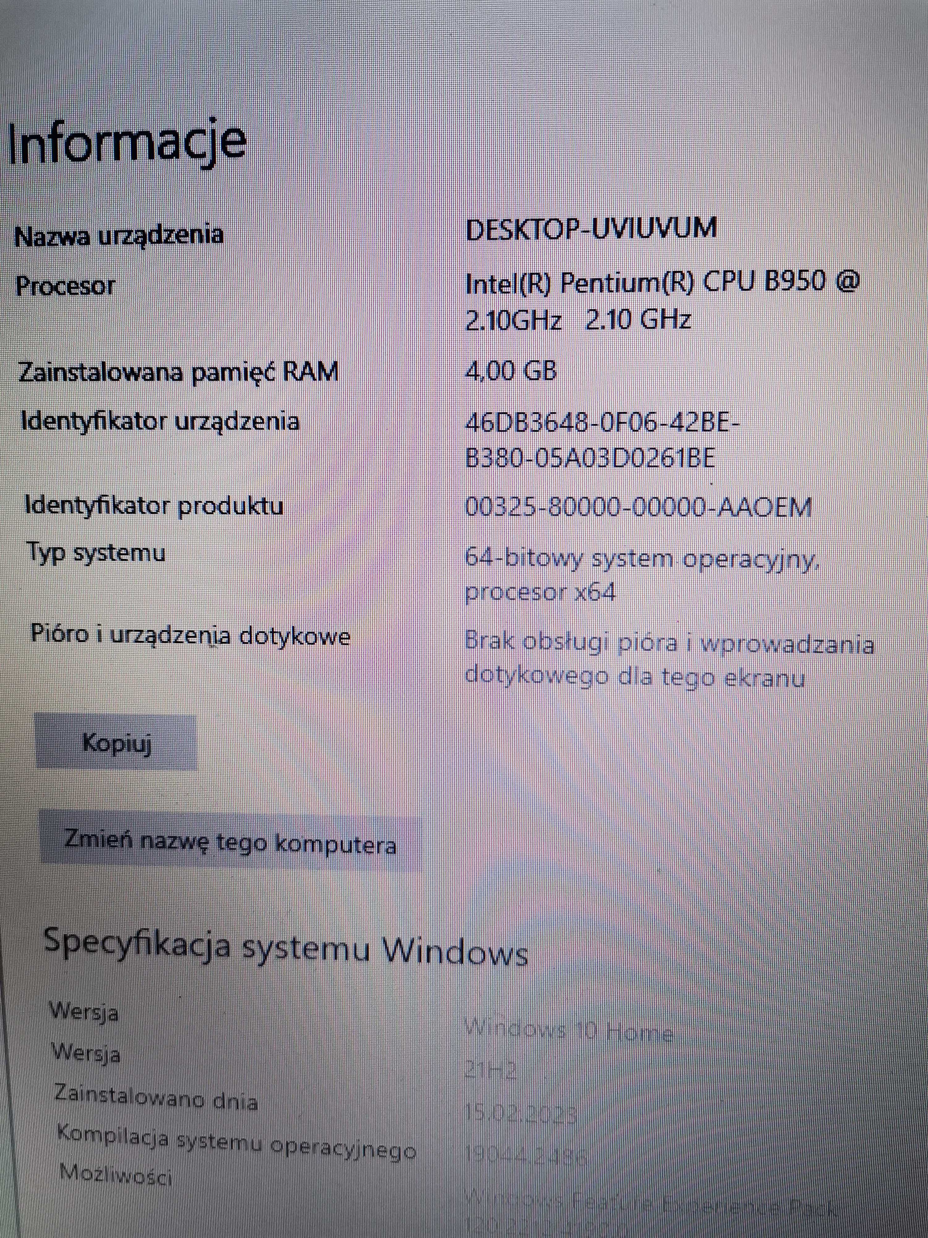 Laptop lenovo 4GB RAM