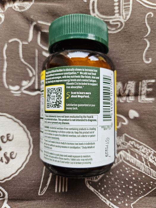 MegaFood Blood Builder залізо бісгліцинат железо iron  30 60 таблеток