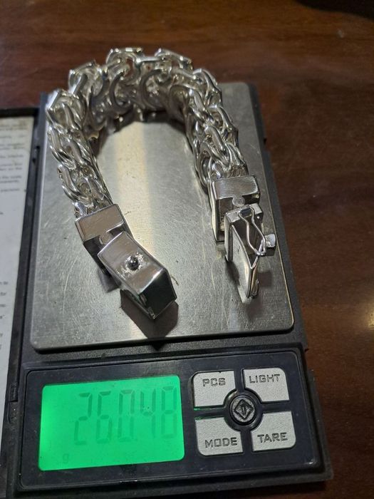 Срібний браслет 260г чоловічий мужской серебряный браслет 925 серебро