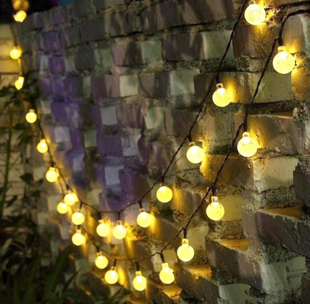 Girlanda lampki solarne 40 LED 6,5M zawieszki ciepłe kule ogrodowe