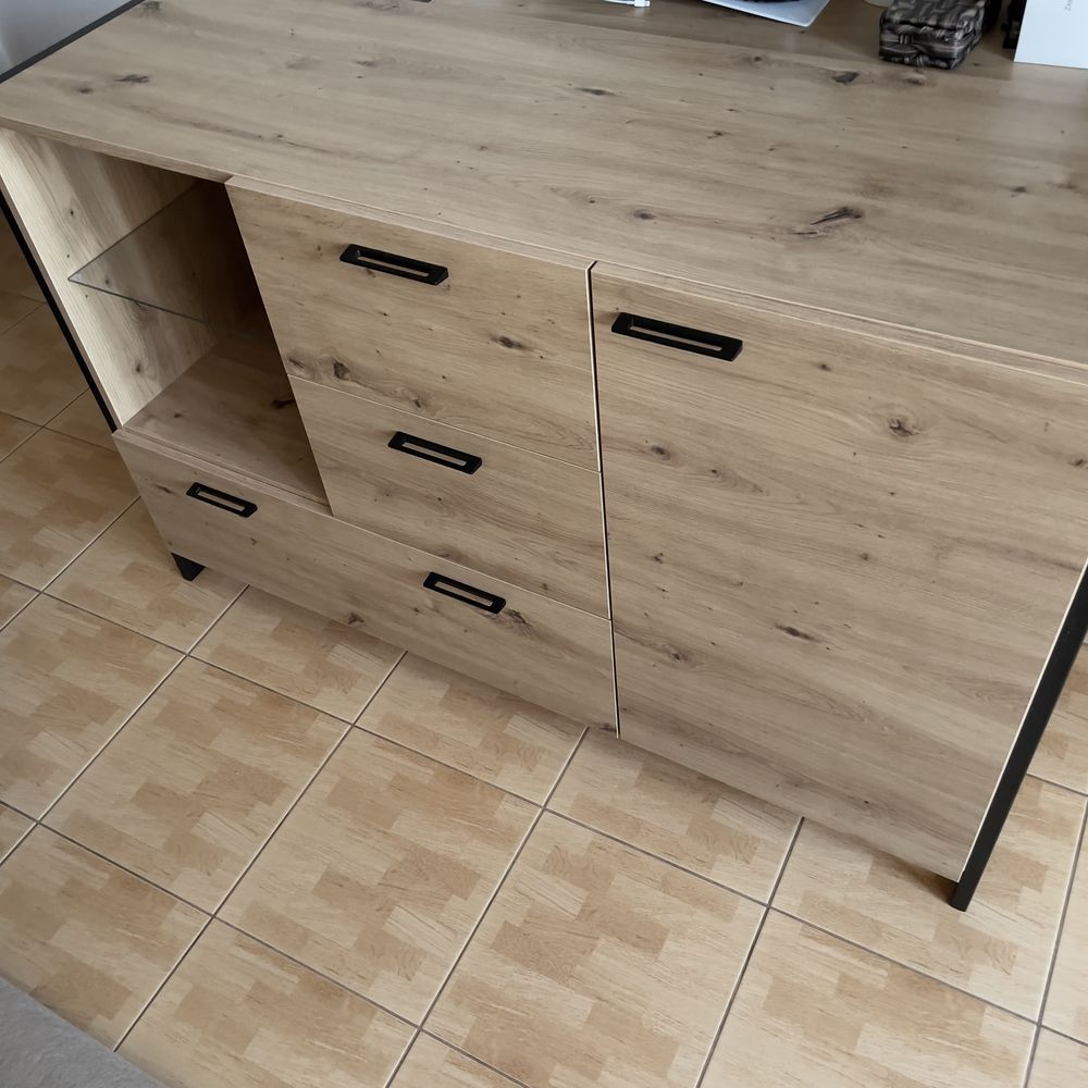 nowa komoda dąb artisan na metalowych nogach cnc