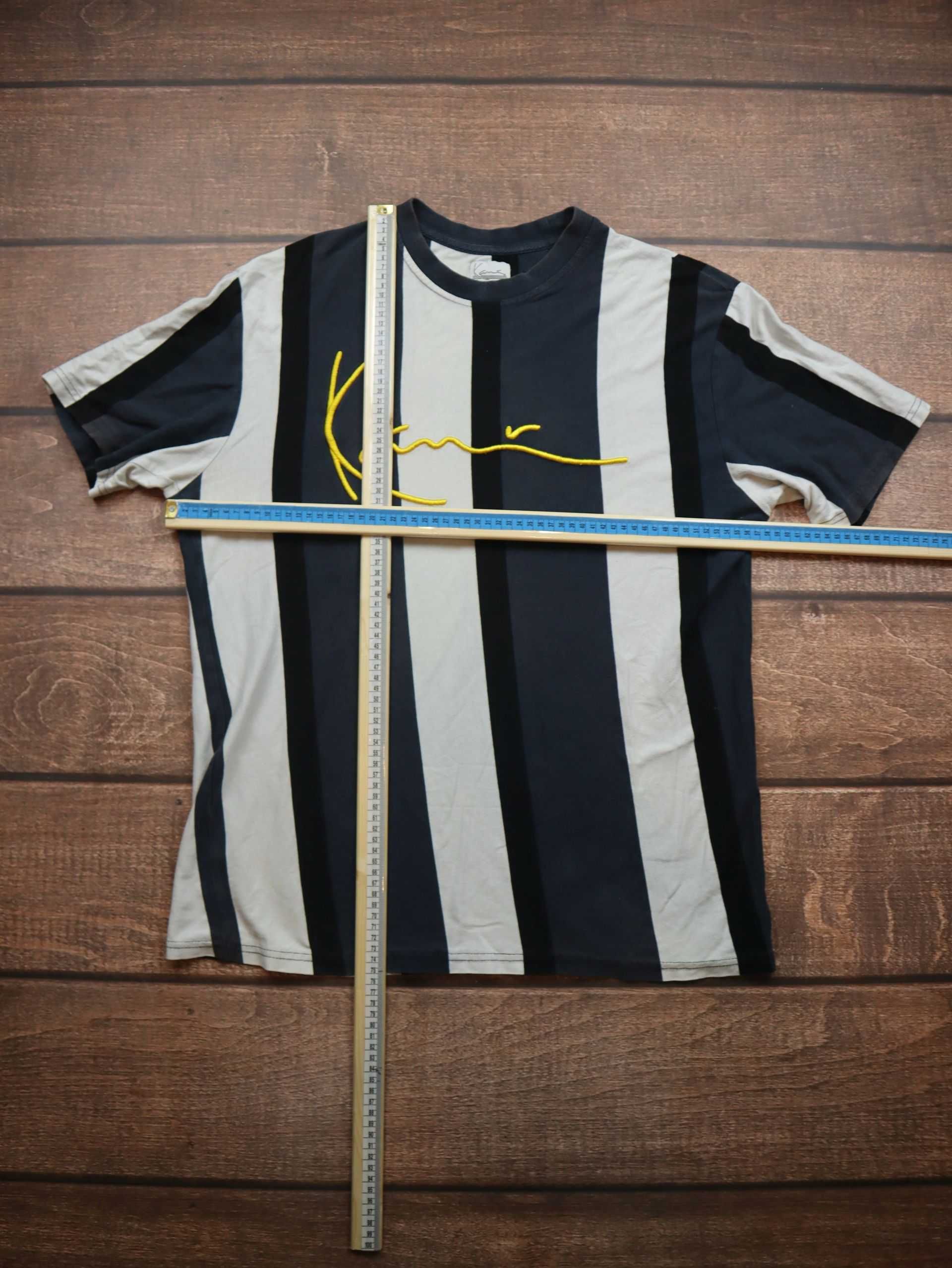 Karl Kani Grey BlackWhite Signature Striped koszulka z krótkim rękawem