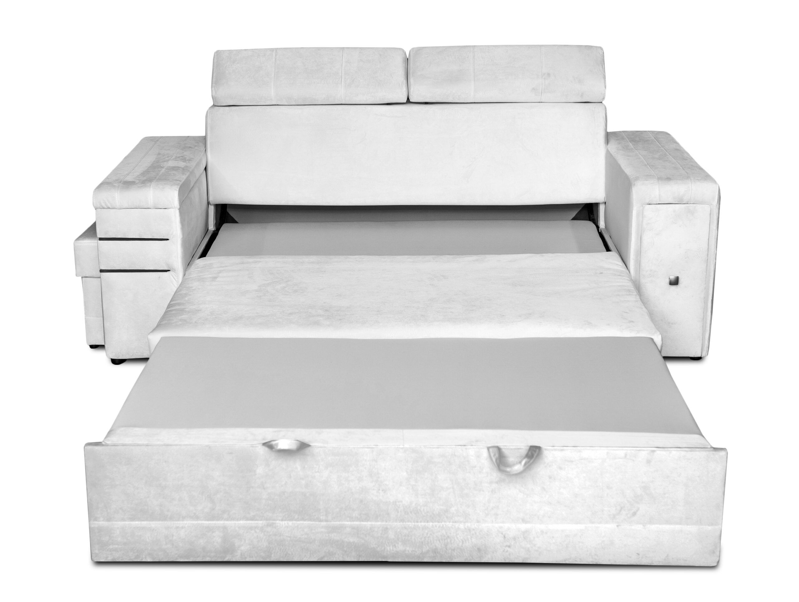 Nowoczesna Sofa KESLER I, podświetlenie + 2 x pufy, ruchome zagłówki