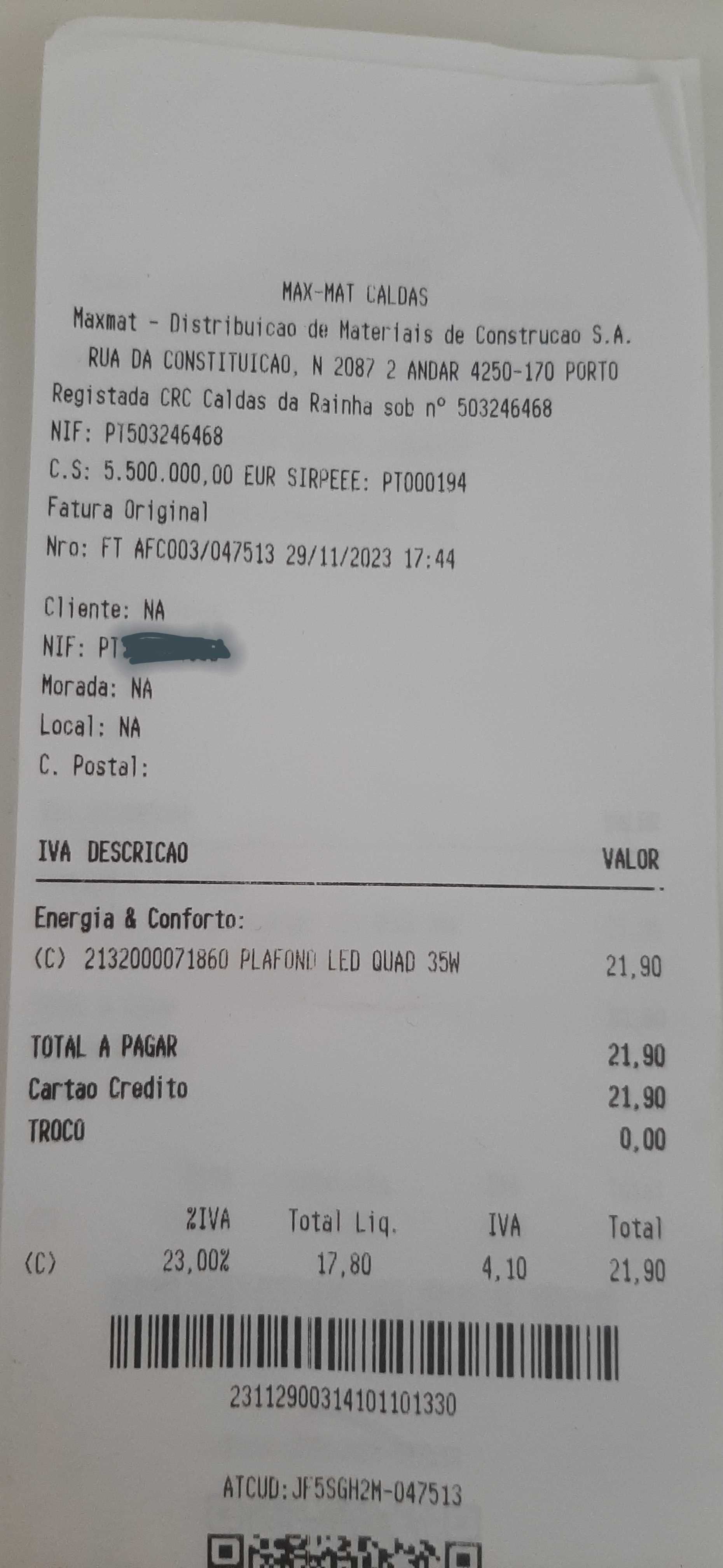 Plafon led quadrado novo 35w
