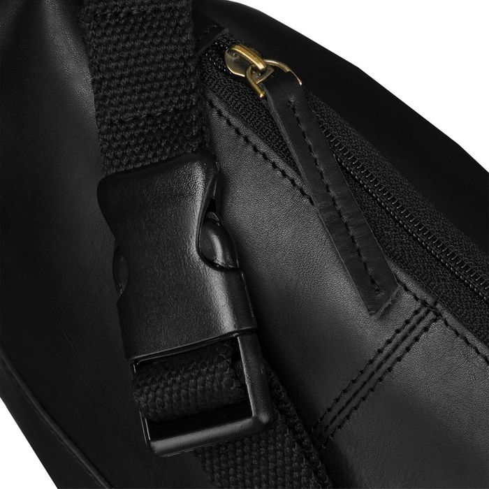 skórzana, czarna nerka męska z kieszeniami i etui na klucze - peterson