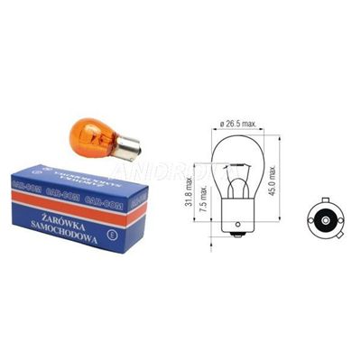 Żarówka Bau15 24V 21W Pomarańczowa Car-Com 1Szt