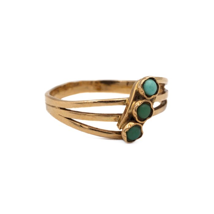 Złoty pierścionek WARMET z turkusami