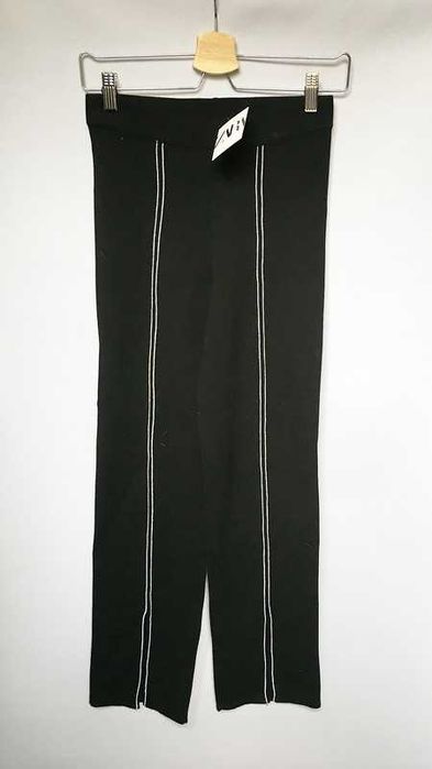 Legginsy Czarne Zara Spodnie S Lampasy Proste