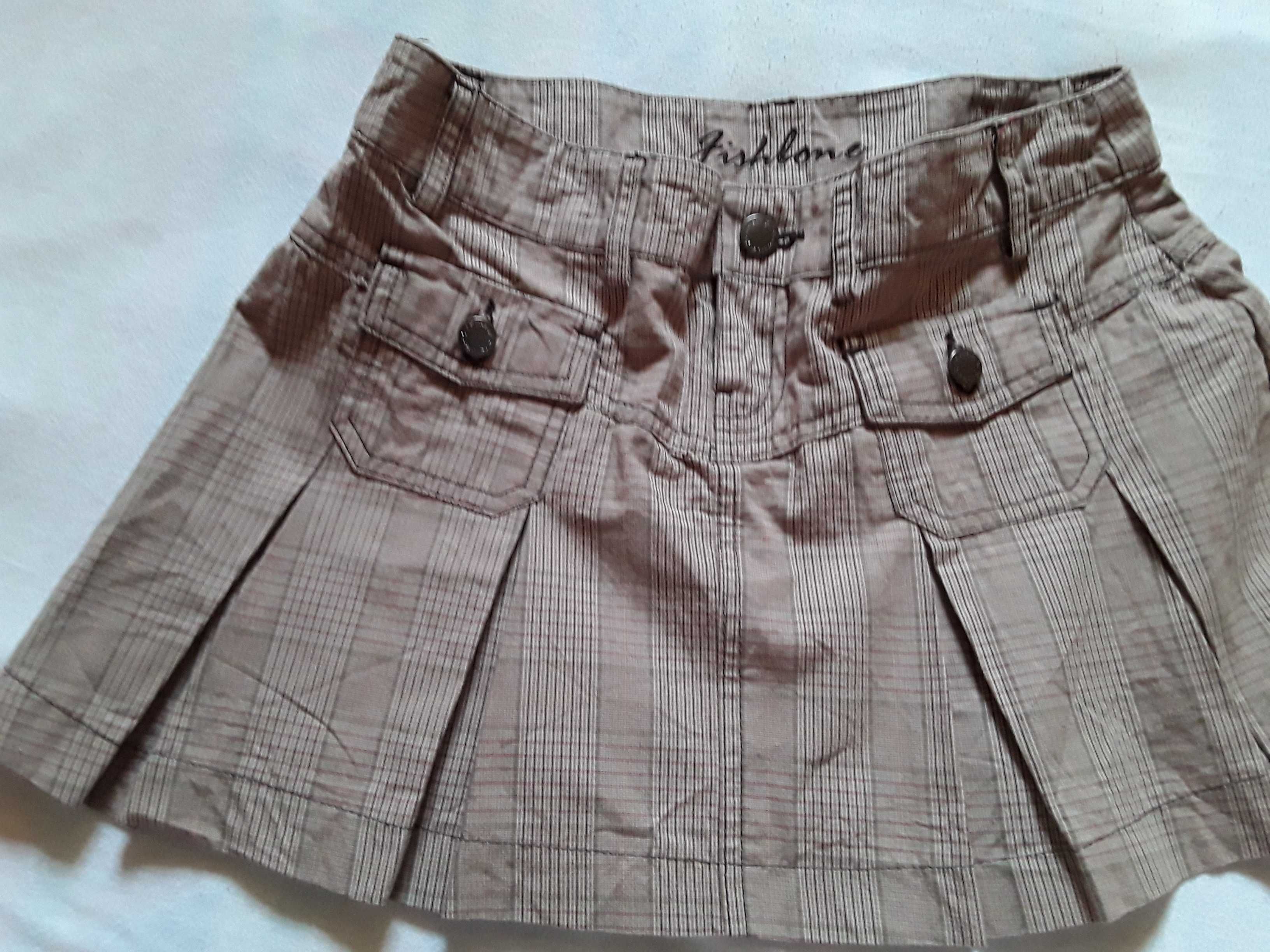Spódnica dziewczęca beżowa kratka,  biodrówka 158-164 cm idealna