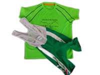 zestaw:Biało zielone spodenki kolarskie Nalini i zielona pod koszulka