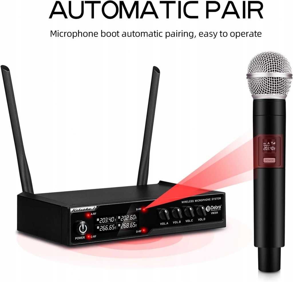 Debra Audio VM304 VHF 4-kanałowy bezprzewodowy system mikrofonowy