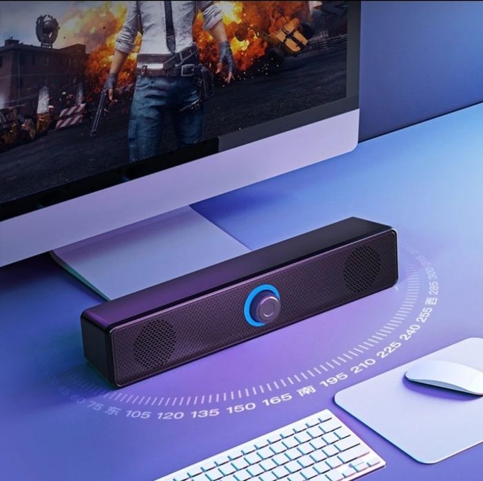 Mini Soundbar, Coluna Bluetooth e aux 3.5mm (Novo)