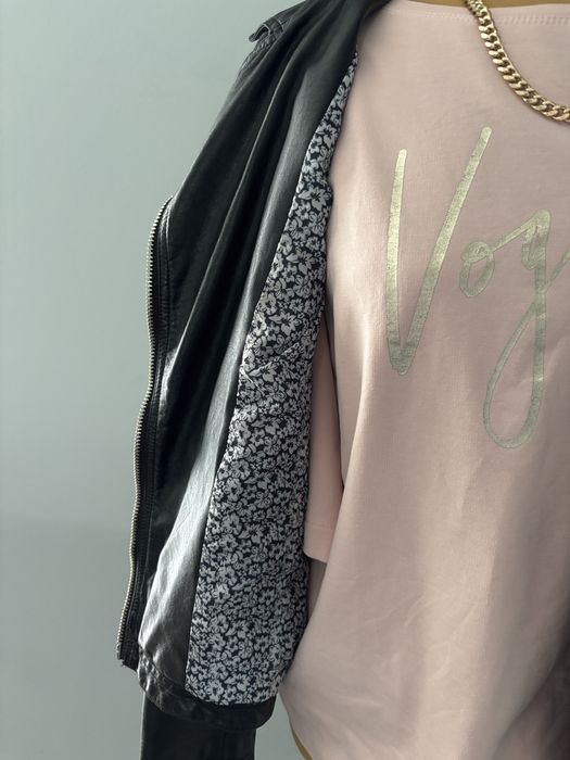 Damska kurtka skórzana czarna ramoneska w r.M