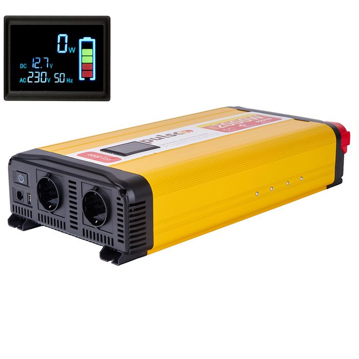 Перетворювач напруги PULSO/ISU-2000/12V-220V/2000W/LCD синусоїдна/хвил