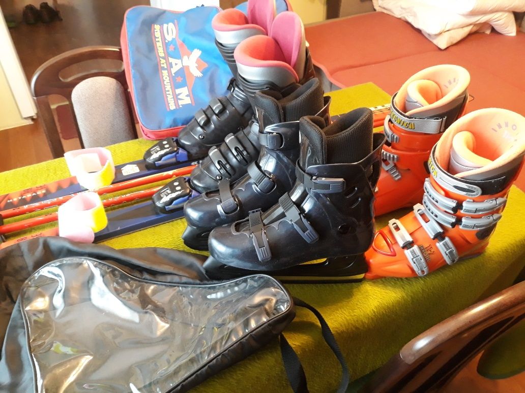 Narty, buty narciarskie, łyżwy panczeny