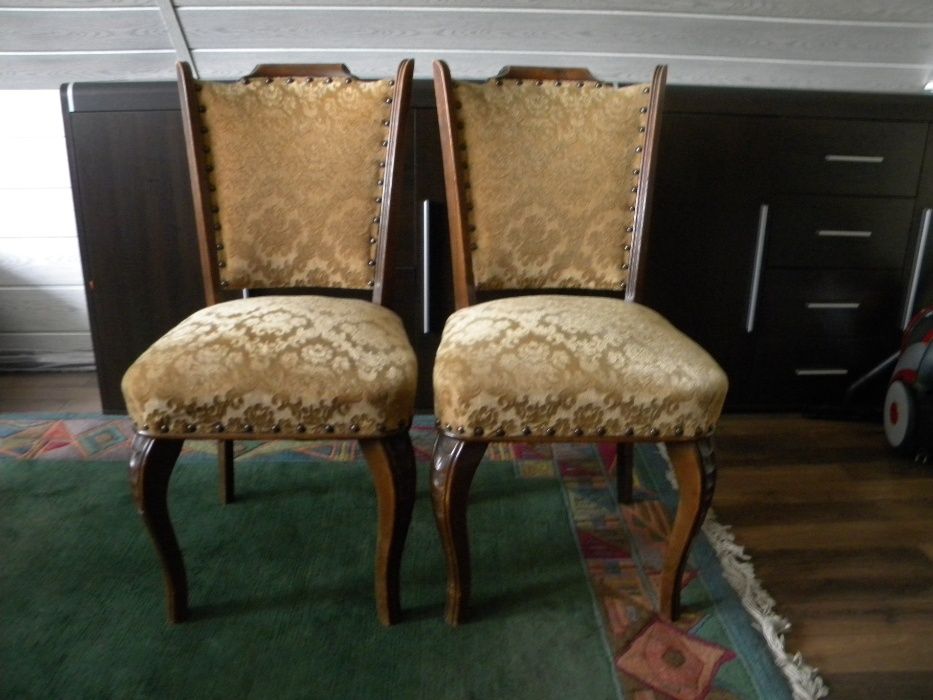 ludwikowskie stylowe krzesła trony tapicerowane na sprężynach