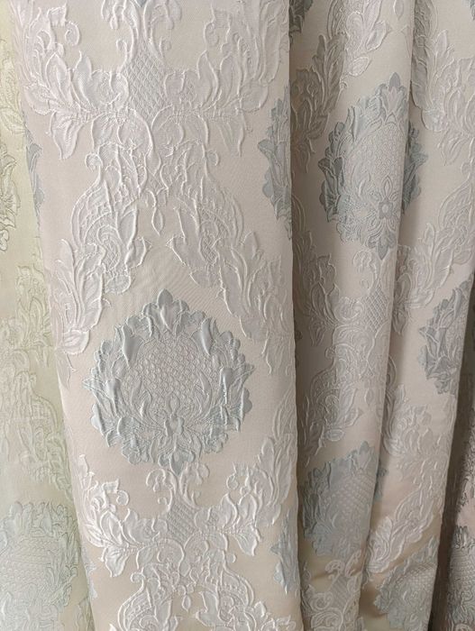 Штори порт'єрні молочно, сіро-блакитні 248*133