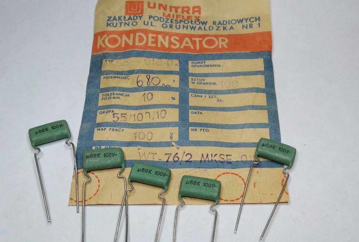 Kondensator 0,68uF 100V MKSE-018-02 Unitra MIFLEX _5 szt.