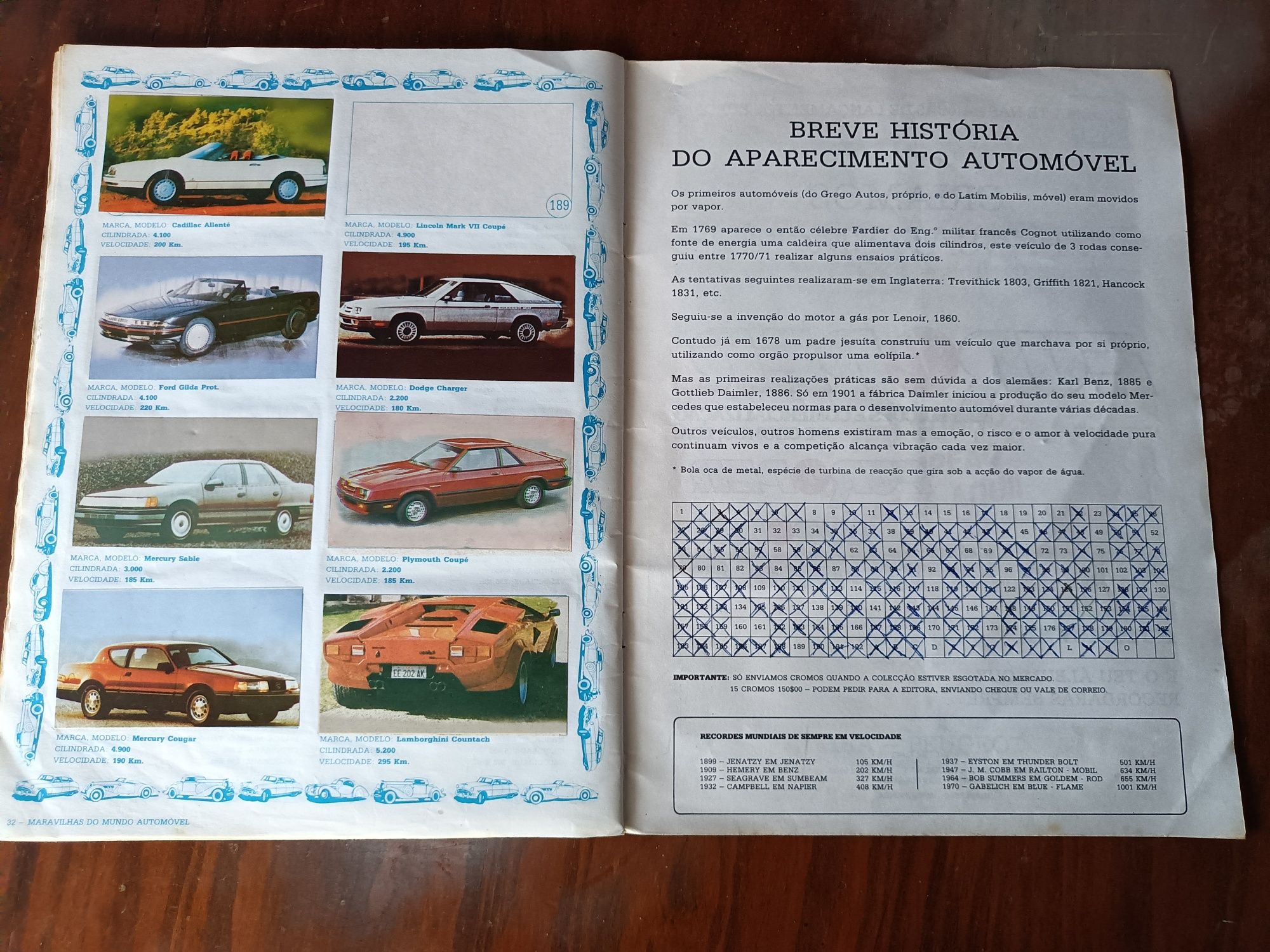 Caderneta cromos carros Europer
