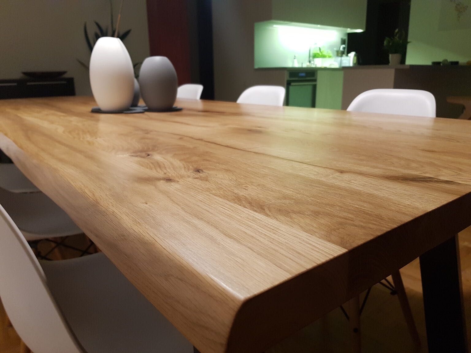 STÓŁ DĘBOWY nowoczesny stół na metalowej podstawie