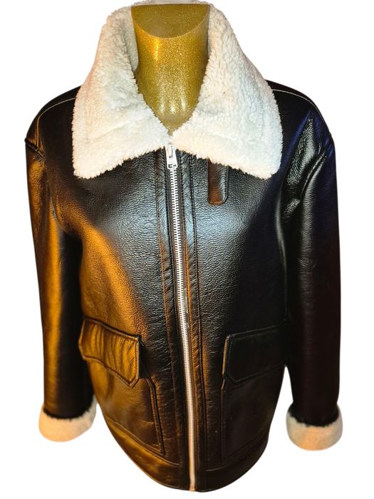 Kurtka sherpa z imitacji skóry M