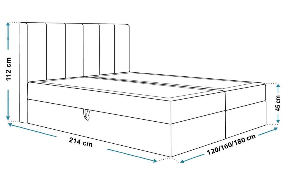 Łóżko kontynentalne BOX I 180 × 200  duży wybór tkanin