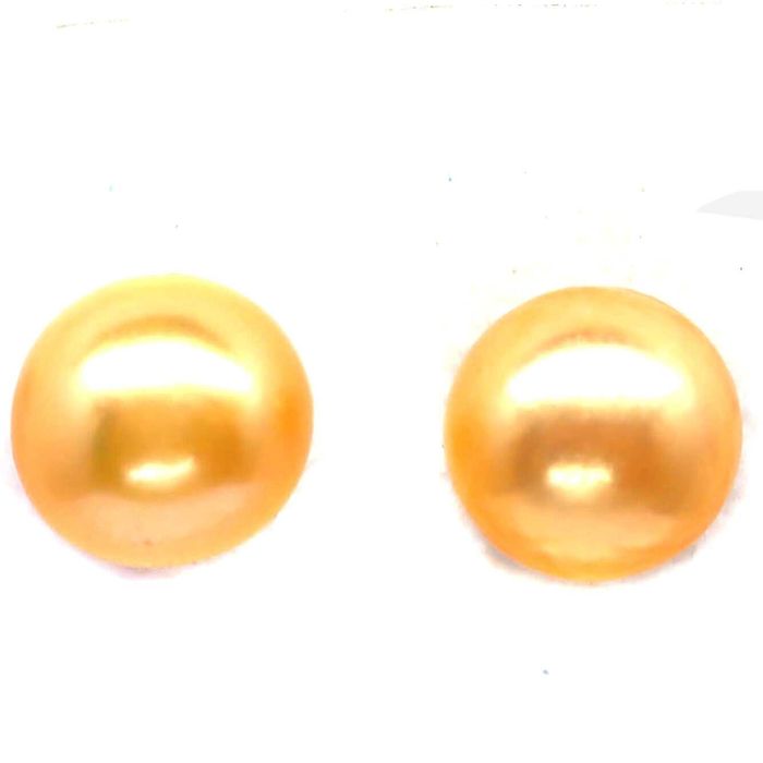Серебряные серьги с натуральным желтым Жемчугом