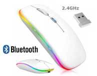 Myszka bezprzewodowa Slim Led Aku 2.4GHz BT Biała Mysz * Video-Play