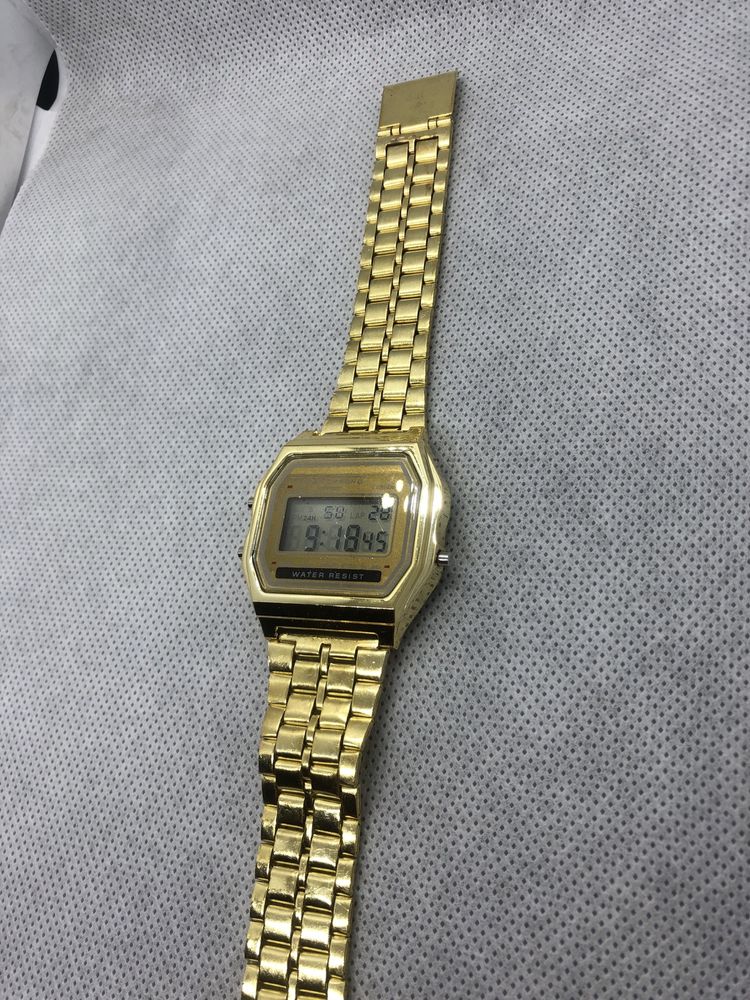 Złoty zegarek na bransolecie vintage unisex elektryczny old sql vintag