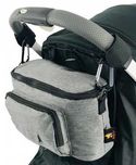 Сумка на коляску BabyGo водоотталкивающая с карабинами серая 30×18×13