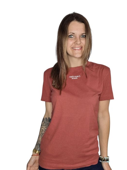 Brązowy t-shirt calvin klein rozmiar S pasuje do L