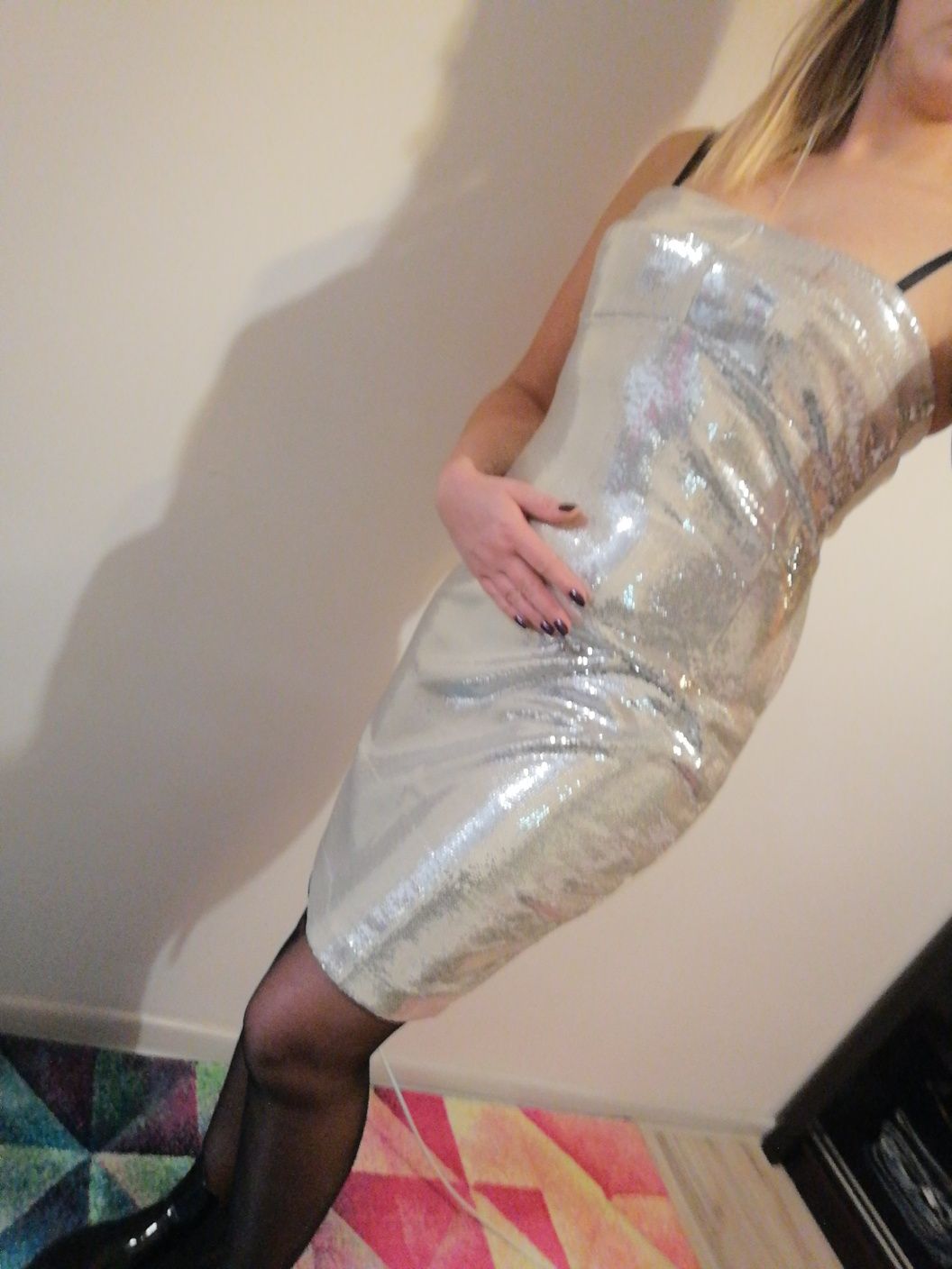 Sukienka sylwestrowa srebrna rozmiar M