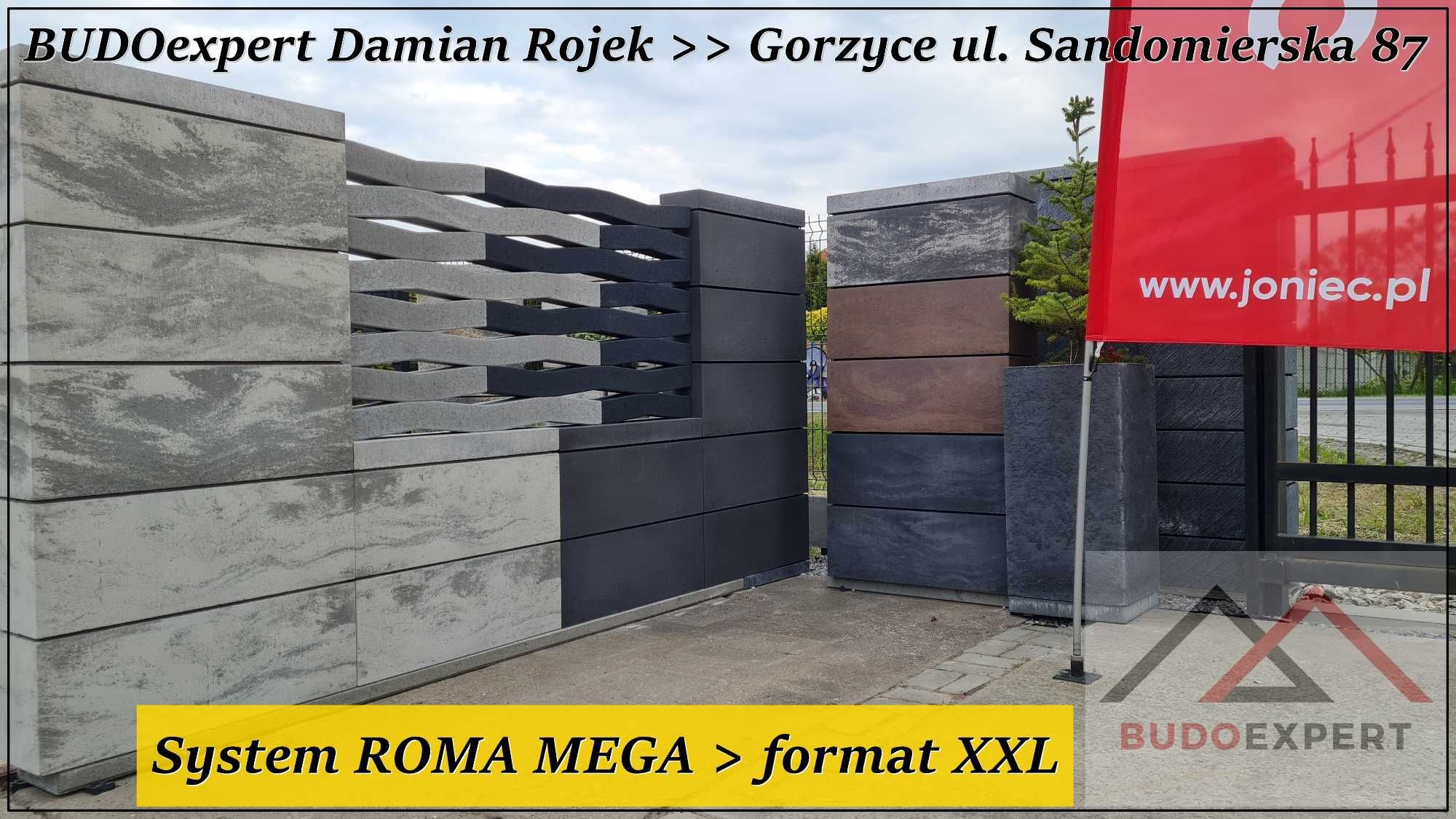 Ogrodzenie Joniec Roma MEGA duże nowoczesne bloczki pustaki format XXL