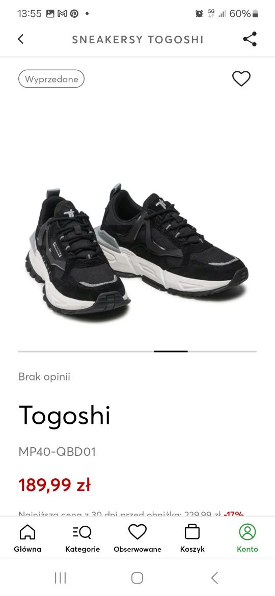 Buty sportowe Togoshi  roz 41 !