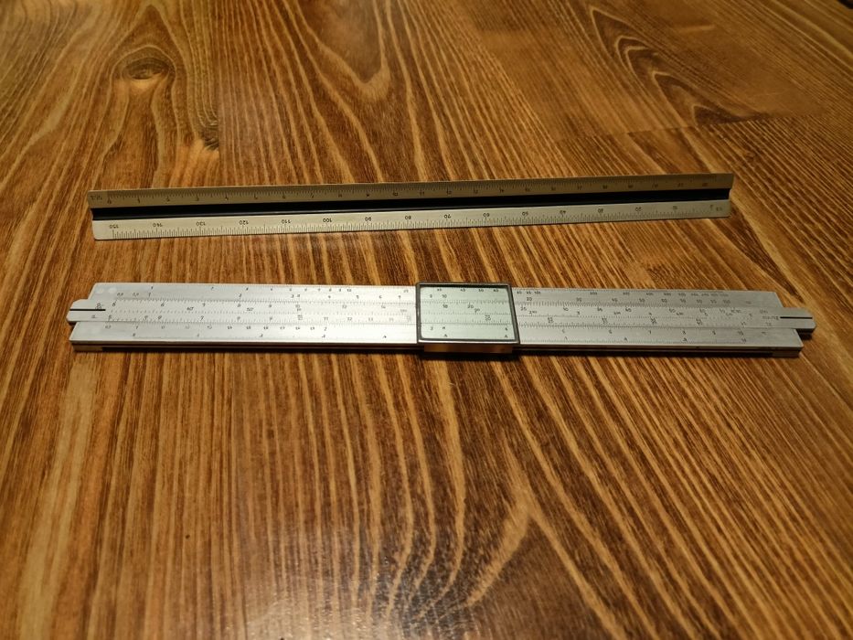 REISS aluminiowy suwak logarytmiczny, skalownik, liniał kreślarski