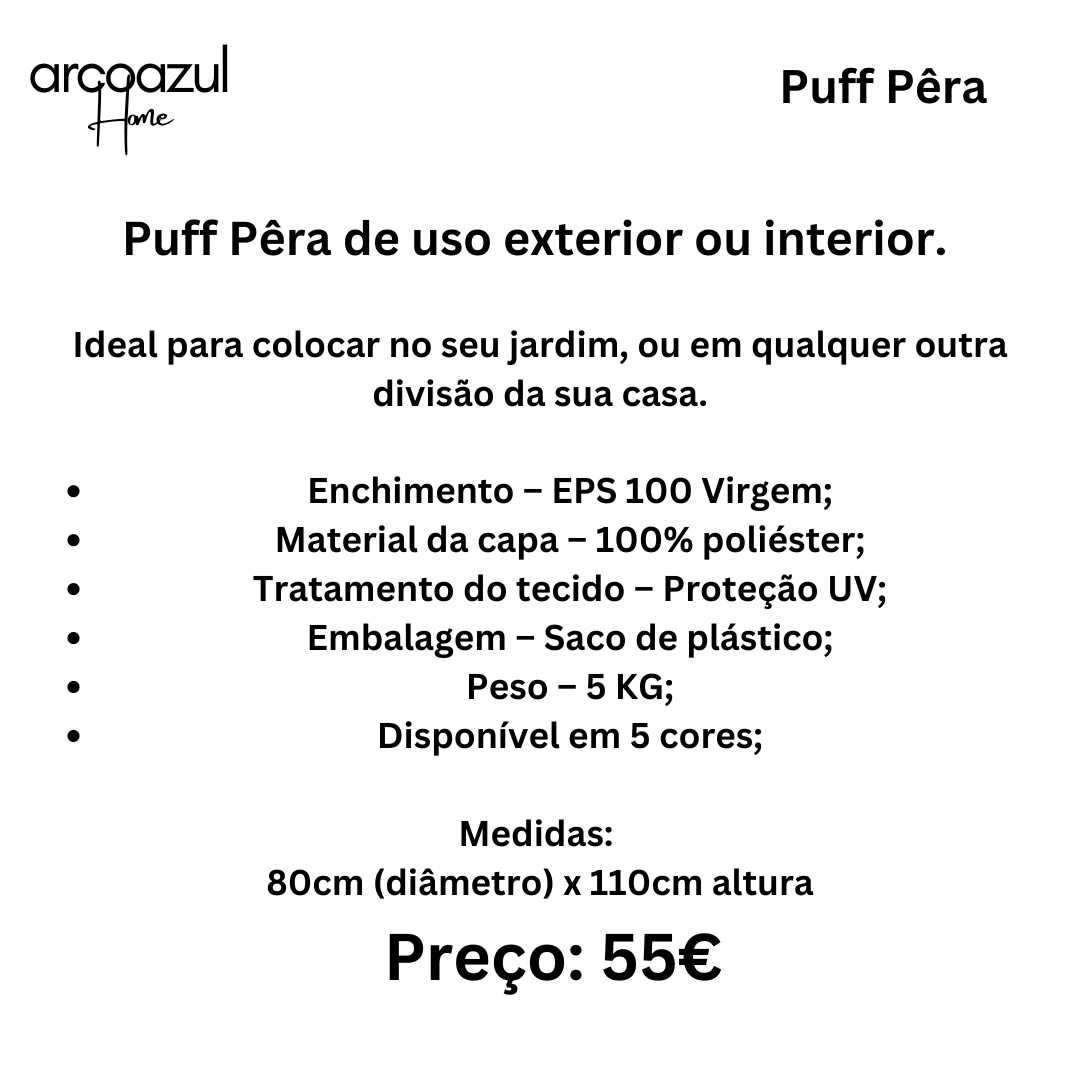 Puff Pêra  Interior e Exterior - 5 Cores By Arcoazul