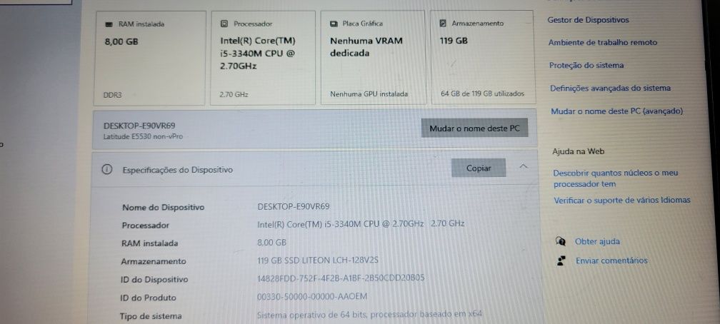 Portátil Dell latitude e5530