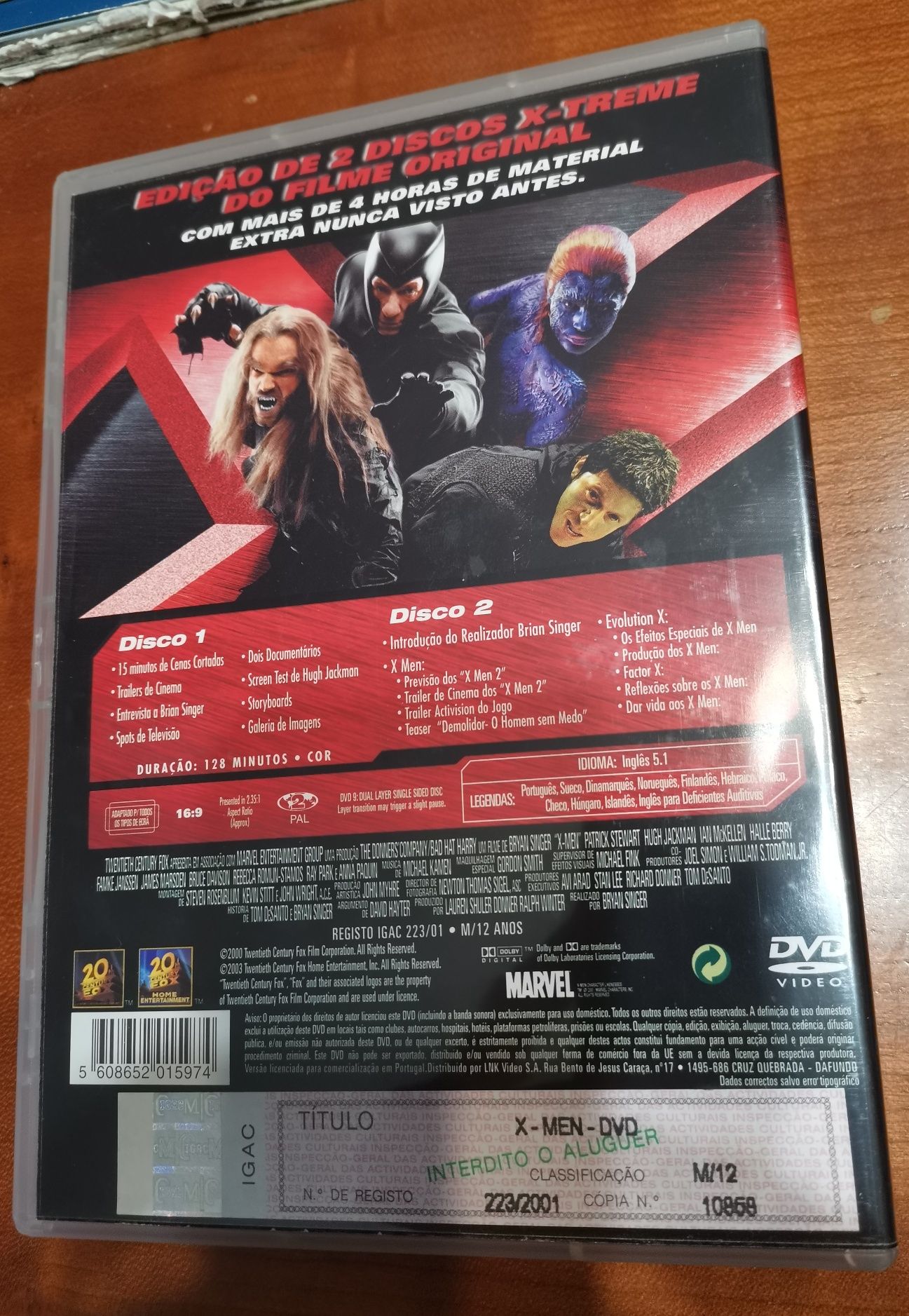 X-Men 1 e 2 DVD Double Pack versão PT em excelente estado