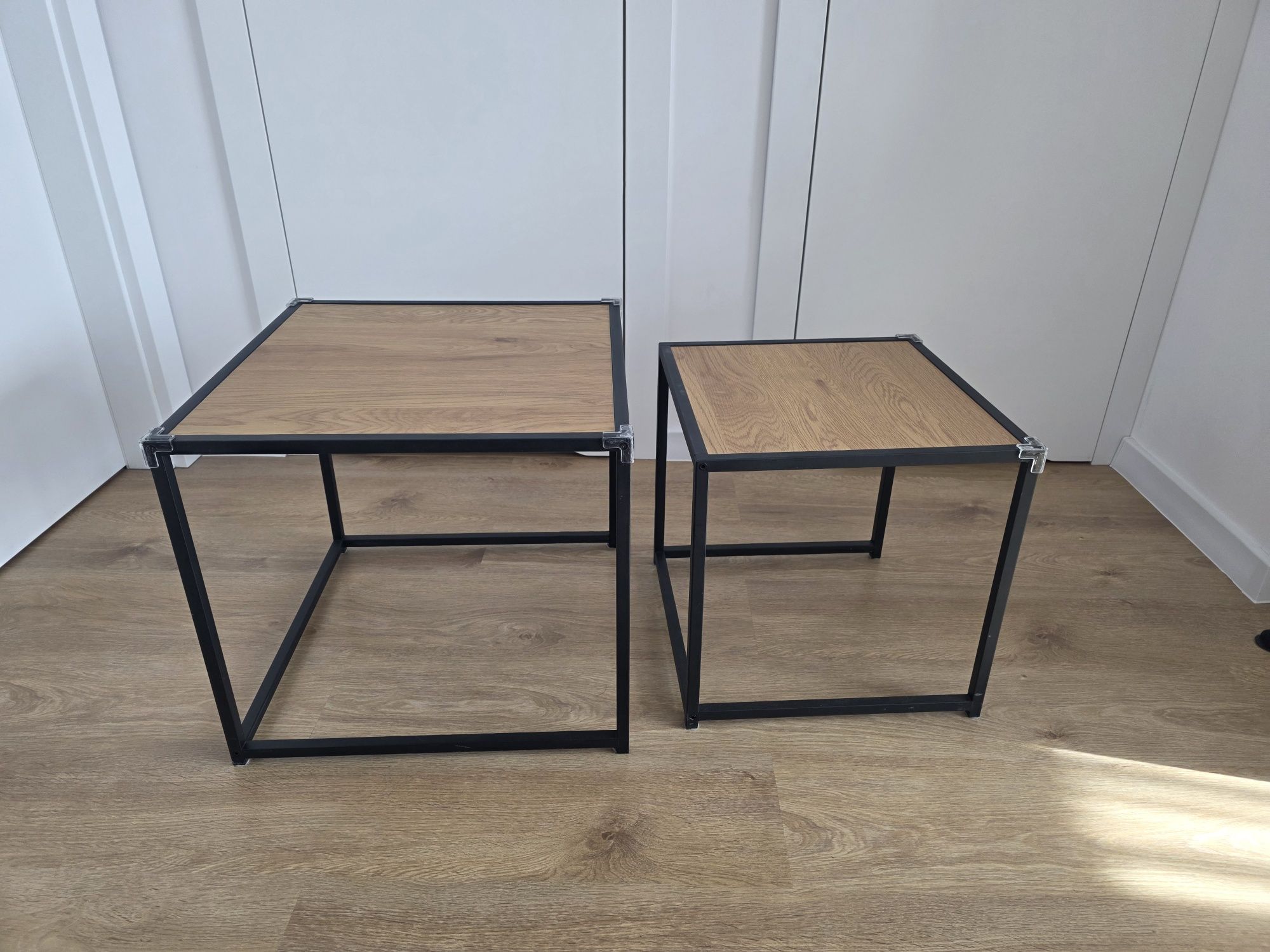 Stoliki kawowe komplet loft dąb