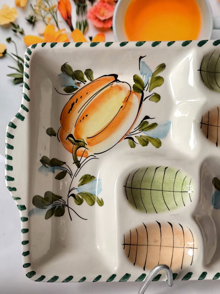 Talerz na jajka Włoska Majolika piękna stara ceramika