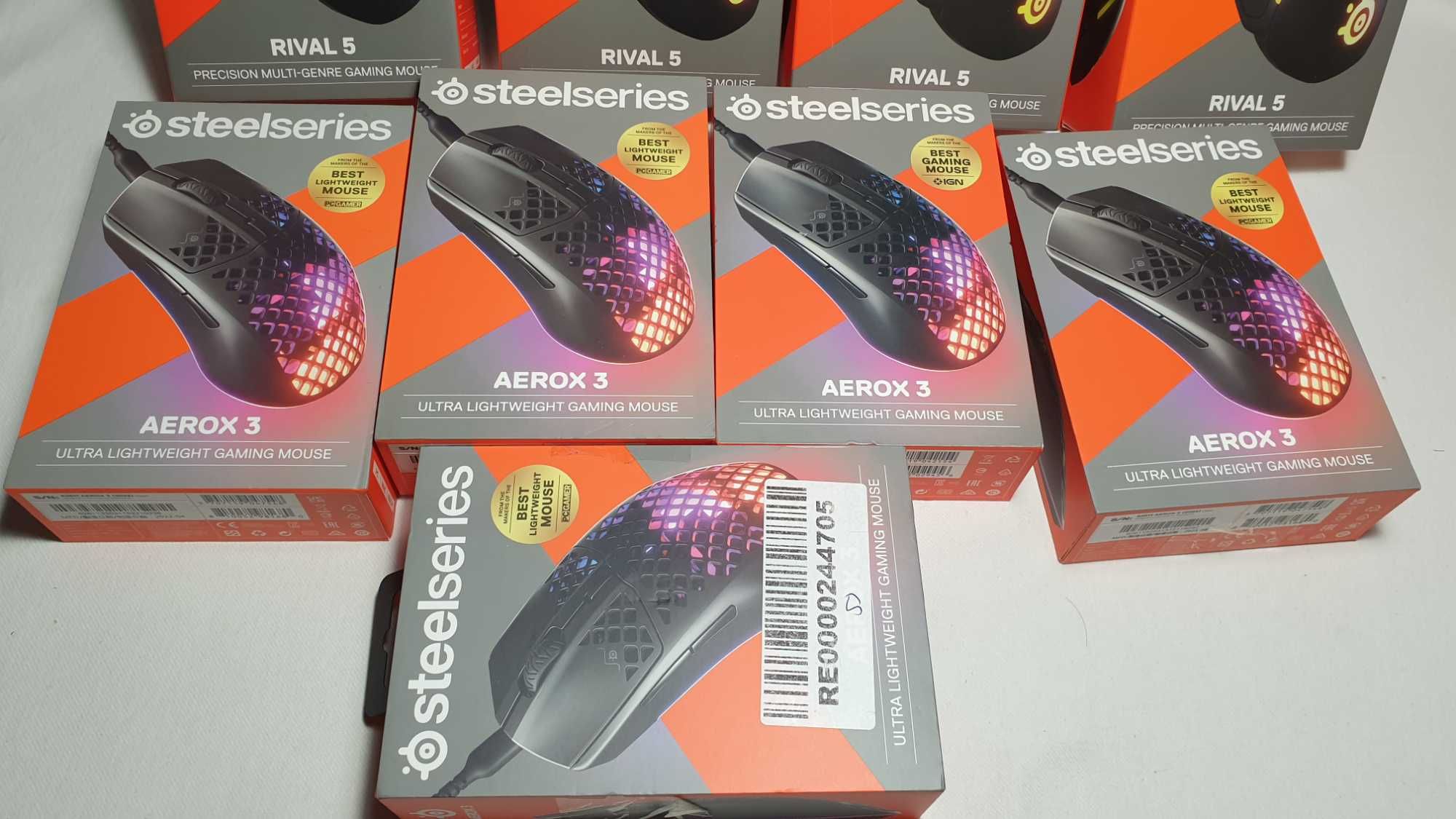 Myszki przewodowe Steelseries Rival 5, Aerox 3.