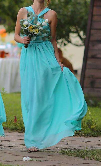 Шифоновое мятное платье Платье для подружки невесты Выпускное платье